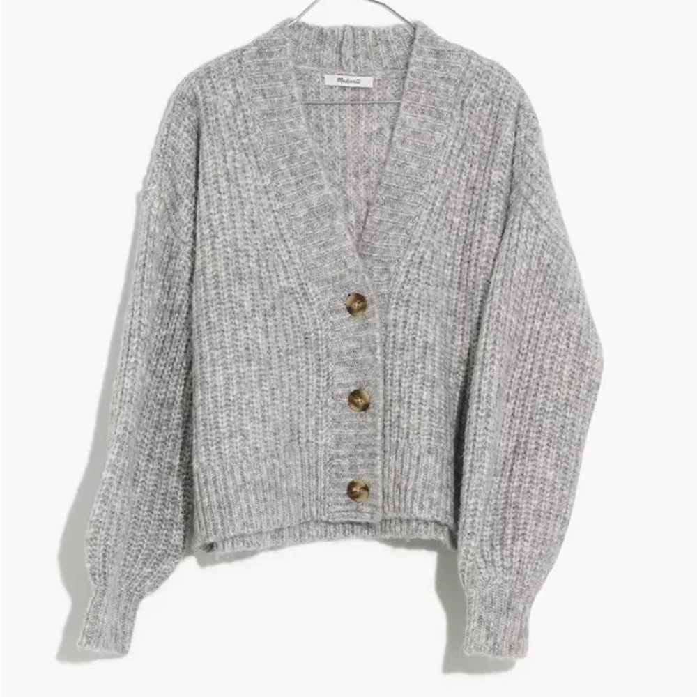 Madewell Waller Cropped Cardigan Sweater (XXS): heather grey